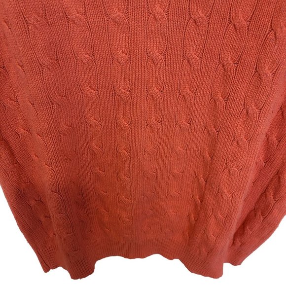 Ralph Lauren Womens XS Orange Short Sleeve Crew Neck Cable Knit Silk Sweater - Picture 3 of 7